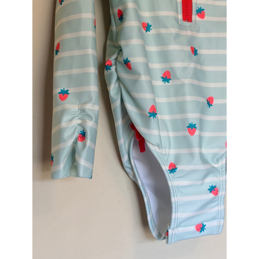 Cat & Jack Strawberry Stripe Rash Guard Swim Bathing Suit Toddler 4T NEW NWT - Picture 4 of 9